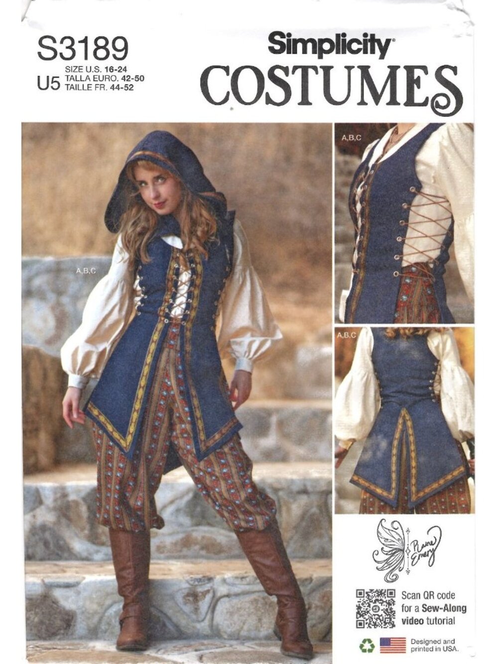 Simplicity S3189 Misses 16 to 24 Pirate Renaissance Costume Uncut Sewing Pattern